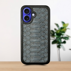 Кожаная накладка Stenk ExBacker Python Scales для Apple iPhone 16 Серый