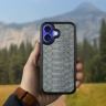Кожаная накладка Stenk ExBacker Python Scales для Apple iPhone 16 Серый