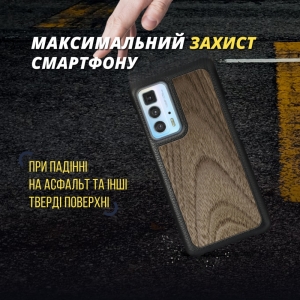 Кожаная накладка Stenk WoodBacker для Motorola Edge 20 Pro Чёрная