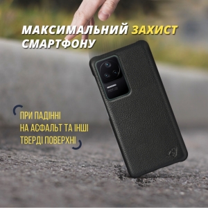 Кожаная накладка Stenk Cover для Xiaomi Poco F4 Чёрная