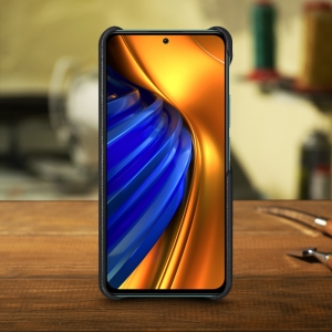 Кожаная накладка Stenk Cover для Xiaomi Poco F4 Чёрная