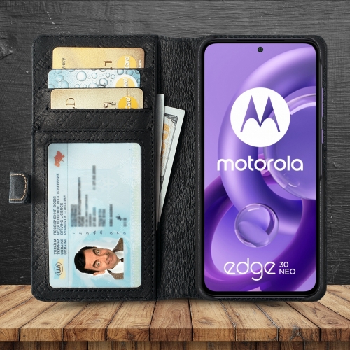 чехол-кошелек на Motorola Edge 30 Neo Черный Stenk Premium Wallet фото 2