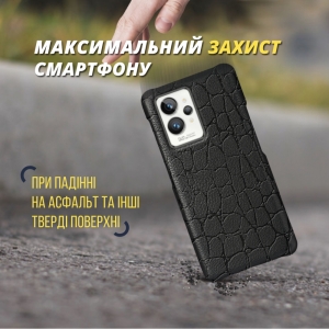 Шкіряна накладка Stenk Reptile Cover для Realme GT2 Pro Чорна