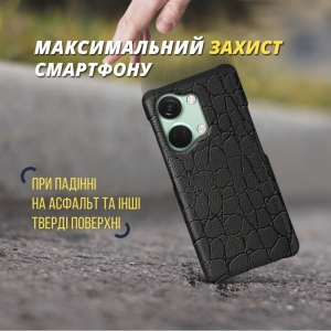 Шкіряна накладка Stenk Reptile Cover для OnePlus Nord 3 Чорна