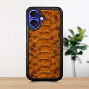 Кожаная накладка Stenk ExBacker Python Scales для Apple iPhone 16 Коричневый