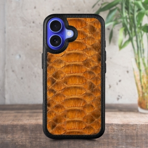 Кожаная накладка Stenk ExBacker Python Scales для Apple iPhone 16 Коричневый