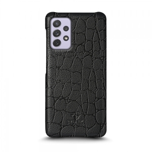 Кожаная накладка Stenk Reptile Cover для Samsung Galaxy A72 Чёрная