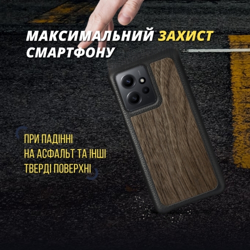 бампер на Xiaomi Redmi Note 12 4G Черный Stenk Cover WoodBacker фото 4