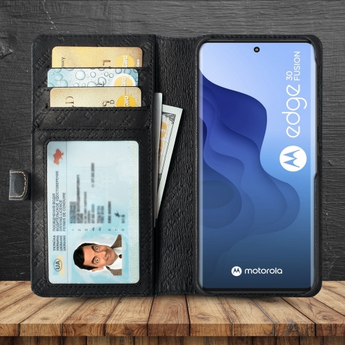 чехол-кошелек на Motorola Edge 30 Fusion Черный Stenk Premium Wallet фото 2