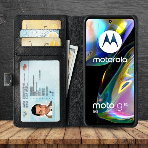 чехол-кошелек на Motorola Moto G82 Черный Stenk Premium Wallet фото 2