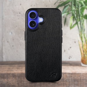 Кожаная накладка Stenk Cover для Apple iPhone 16 Черный