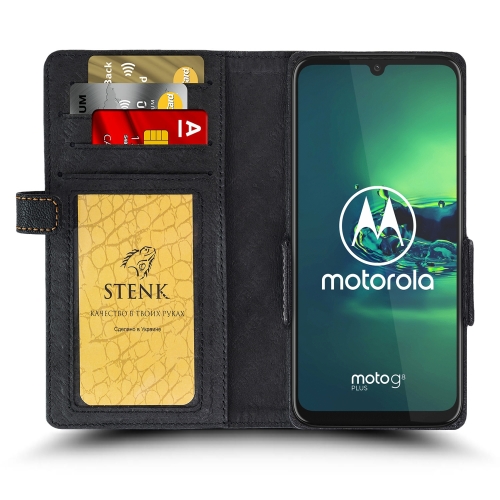 чехол-книжка на Motorola Moto G8 Plus Черный Stenk Wallet фото 2