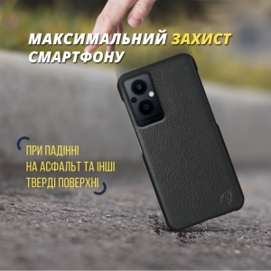 Кожаная накладка Stenk Cover для OPPO Reno8 Lite 5G Чёрная