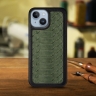 Кожаная накладка Stenk ExBacker Python Scales для Apple iPhone 14 Plus Оливковый