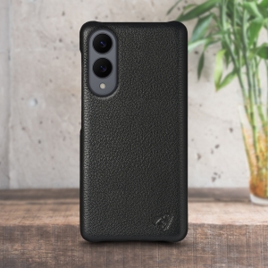Кожаная накладка Stenk Cover для Samsung Galaxy S25 Edge Чёрная