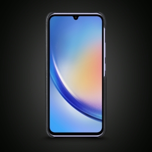 Кожаная накладка Stenk WoodBacker для Samsung Galaxy A34 Чёрная