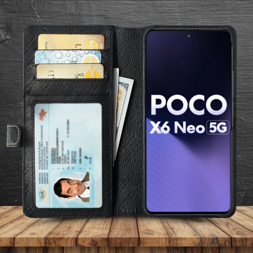 чехол-кошелек на Xiaomi Poco X6 Neo Черный Stenk Premium Wallet фото 2