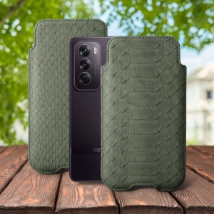 Футляр Stenk Sportage Python для OPPO Reno12 Pro Оливковый