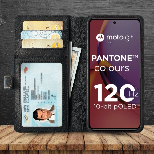 чехол-кошелек на Motorola Moto G84 Черный Stenk Premium Wallet фото 2