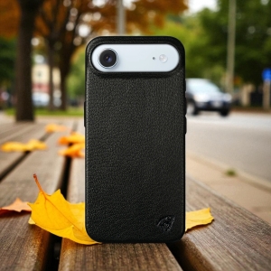 Кожаная накладка Stenk Cover для Apple iPhone 17 Air Чёрная