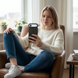 Шкіряна накладка Stenk Cover для Apple iPhone 17 Air Чорна