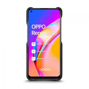 Кожаная накладка Stenk Reptile Cover для OPPO Reno5 Lite Чёрная