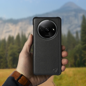 Кожаная накладка Stenk Cover для Xiaomi Redmi A3 Чёрная