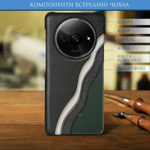 Кожаная накладка Stenk Cover для Xiaomi Redmi A3 Чёрная