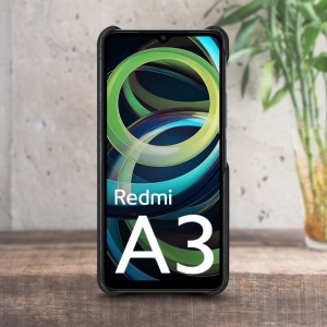 Кожаная накладка Stenk Cover для Xiaomi Redmi A3 Чёрная