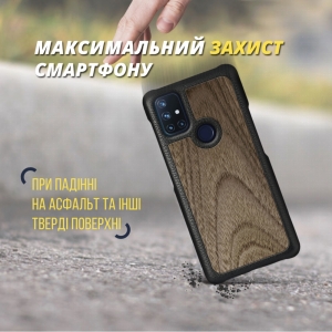 Шкіряна накладка Stenk WoodBacker для OnePlus Nord N10 Чорна