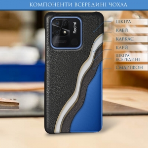 Шкіряна накладка Stenk Cover для Xiaomi Redmi 10C Чорна