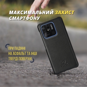 Шкіряна накладка Stenk Cover для Xiaomi Redmi 10C Чорна