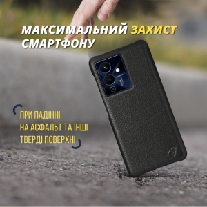 Кожаная накладка Stenk Cover для Infinix Note 12 Pro 5G Чёрная