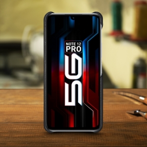 Кожаная накладка Stenk Cover для Infinix Note 12 Pro 5G Чёрная