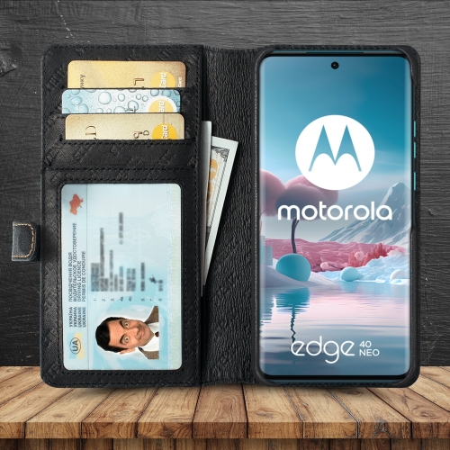 чохол-гаманець на Motorola Edge 40 Neo Чорний Stenk Premium Wallet фото 2