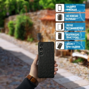 Шкіряна накладка Stenk Reptile Cover для Sony Xperia 1 VI Чорний