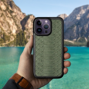Шкіряна накладка Stenk ExBacker Python Scales Apple iPhone 14 Pro Max Оливковий
