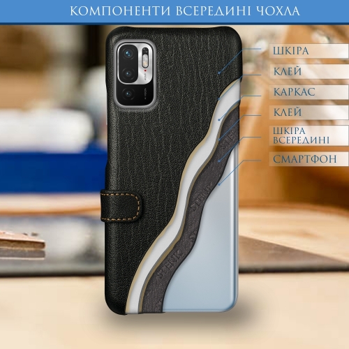 чехол-книжка на Xiaomi Redmi Note 10 5G Черный Stenk Premium фото 5