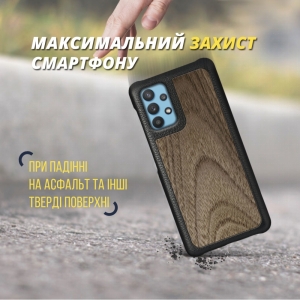 Шкіряна накладка Stenk WoodBacker для Samsung Galaxy A32 Чорна