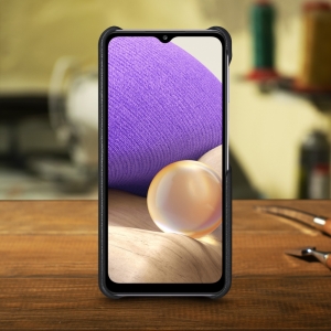 Шкіряна накладка Stenk WoodBacker для Samsung Galaxy A32 Чорна