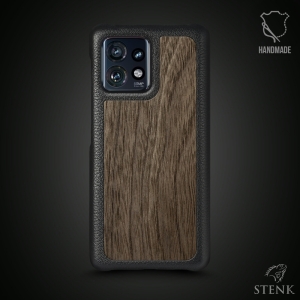 Шкіряна накладка Stenk WoodBacker для Motorola Edge 40 Pro Чорна