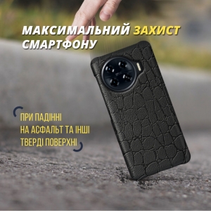 Шкіряна накладка Stenk Reptile Cover для TECNO Spark 20 Pro Plus Чорна