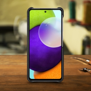 Кожаная накладка Stenk WoodBacker для Samsung Galaxy A52 Чёрная
