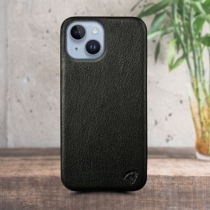 Кожаная накладка Stenk Cover для Apple iPhone 14 Чёрная