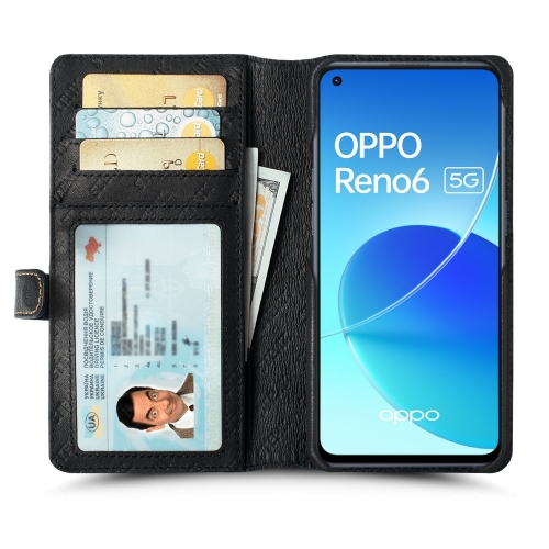 чехол-кошелек на OPPO Reno6 5G Черный Stenk Premium Wallet фото 2