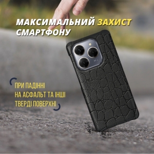 Шкіряна накладка Stenk Reptile Cover для TECNO Spark 20 Pro Чорна