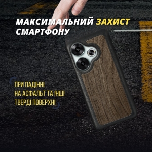 Шкіряна накладка Stenk WoodBacker для Xiaomi Poco F6 Чорний