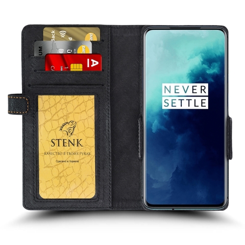 чехол-книжка на OnePlus 7T Pro Черный Stenk Wallet фото 2