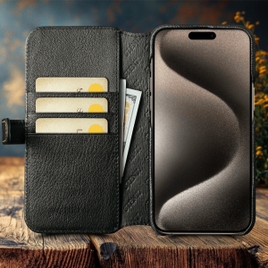 Чехол-портмоне Stenk Premium Wallet для Apple iPhone 15 Pro Чёрный