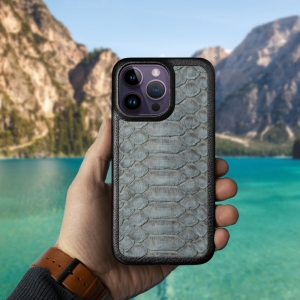 Шкіряна накладка Stenk ExBacker Python Scales для Apple iPhone 14 Pro Max Сірий
